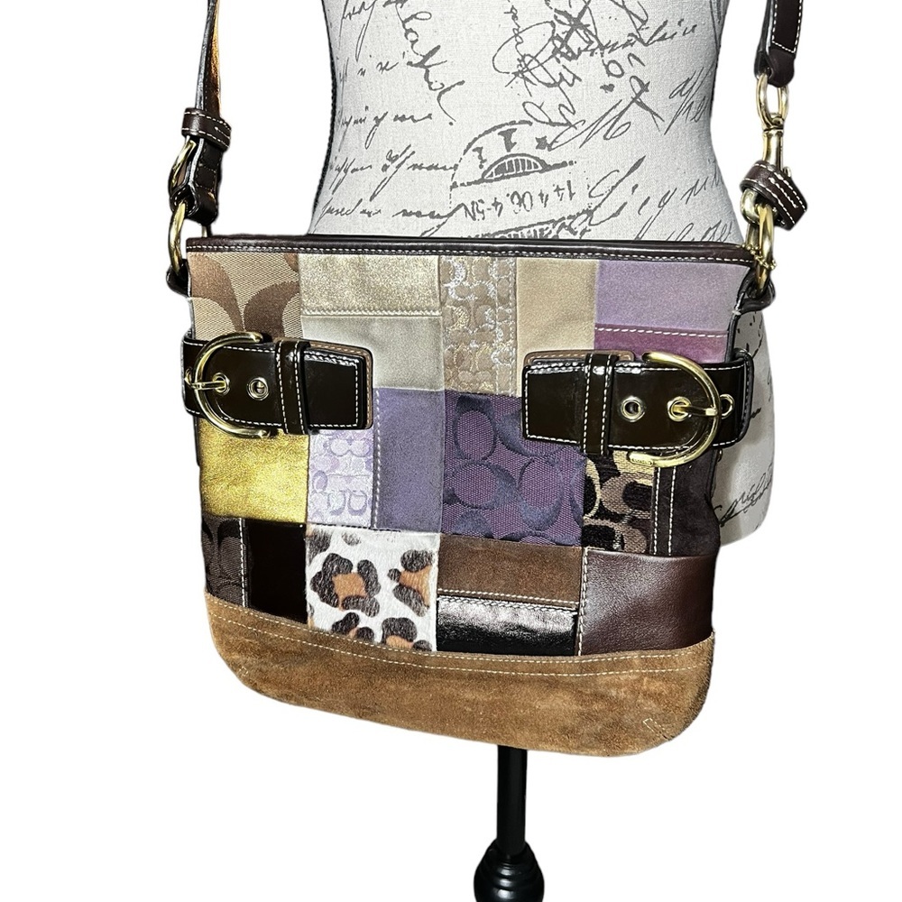 Coach Limited Edition Patchwork Purple Brown Shou… - image 1